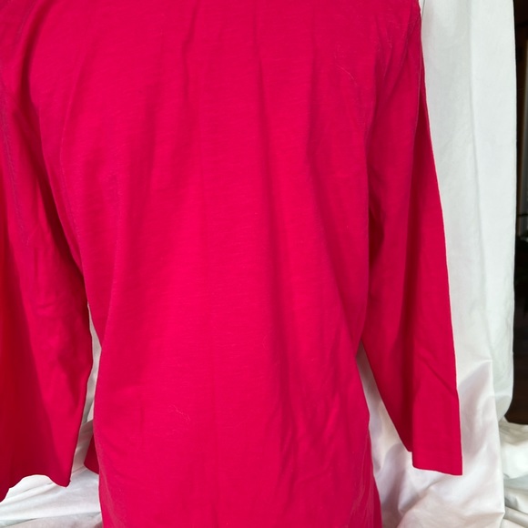 CHICO'S STRAWBERRY PINK PIN TUCK TOP 2 Large cotton beaded NWT New - Picture 8 of 12